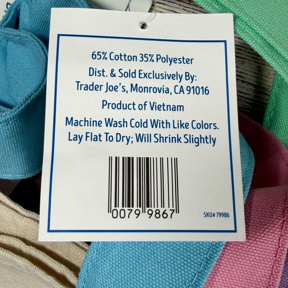 Trader Joe’s Mini Tote Bag Pastel Blue - New - Picture 3 of 5